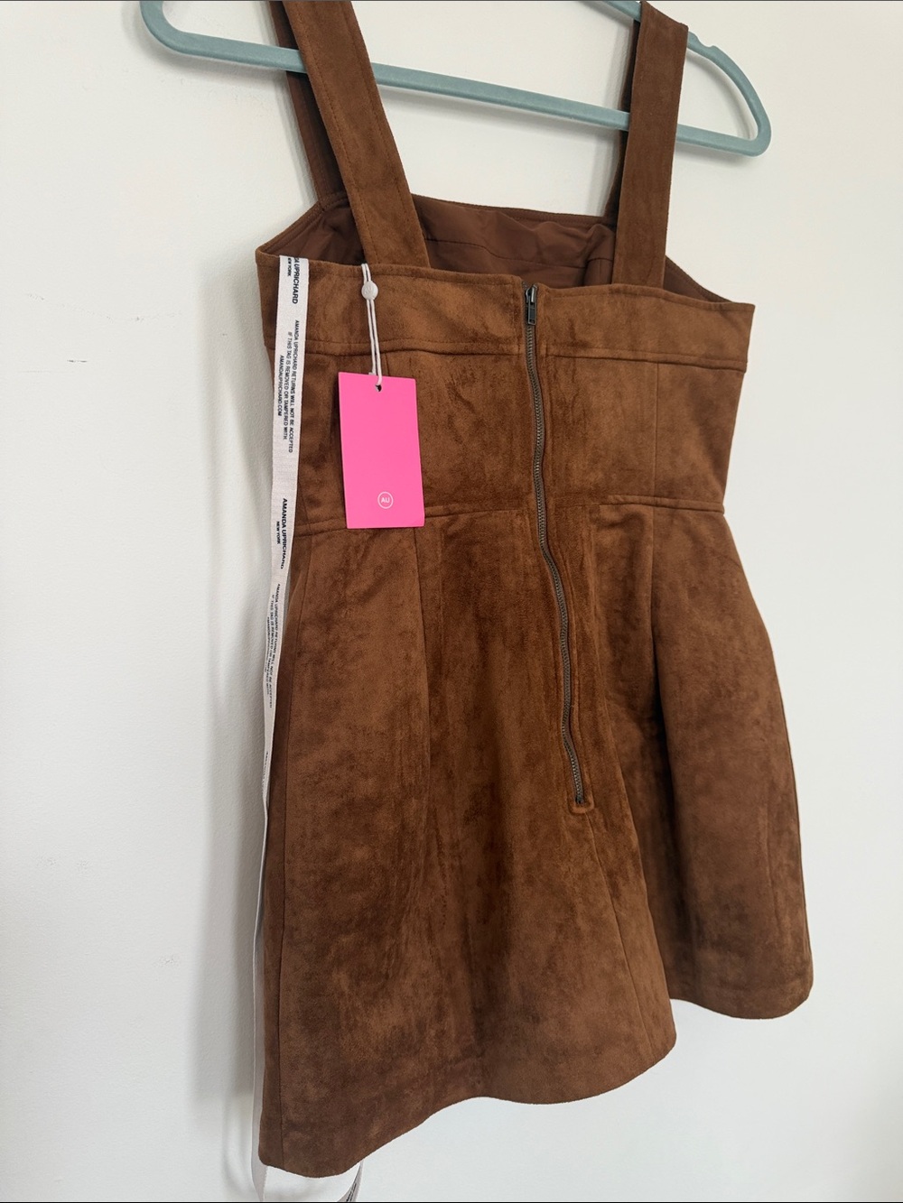 NWT Amanda Uprichard Yorke Skort romper in Pecan Faux Suede - Picture 5 of 6
